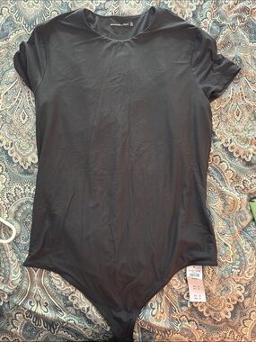 Abercrombie & Fitch Black Short Sleeve Bodysuit with Crew Neck